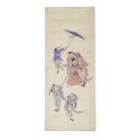 A kesi pictorial 'narrative scene' scroll Late Qing Dynasty