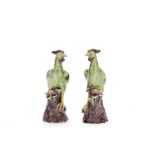 A pair of polychrome glazed birds Qing Dynasty
