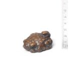 A wood netsuke of a toad and young By Tametaka, Nagoya, late 18th century