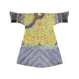 A rare Imperial embroidered yellow-ground Twelve-Symbol dragon robe, jifu 19th century