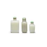 Three white and pale green jade rectangular snuff bottles 18th/19th century (6)