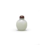 A white jade 'fisherman and pavilion' snuff bottle 18th/19th century (2)