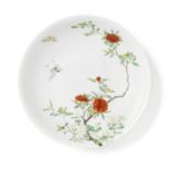 A very rare famille rose 'butterflies and peonies' dish Yongzheng six-character mark and of the p...