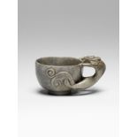 A 'chicken-bone' jade 'chilong' cup Ming Dynasty
