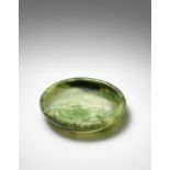 A spinach-green jade 'twin fish' brush washer Late Qing Dynasty