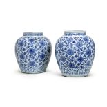 A pair of large blue and white 'lotus' jars Wanli (2)
