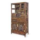 A magnificent gilt-lacquered zitan-veneered display cabinet Qing Dynasty