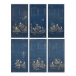 Attributed to Wan Shouqi (1603-1652) A Set of Six Paintings of Eighteen Luohans (6)