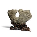 A large scholar's rock on a rootwood stand Qing Dynasty (2)