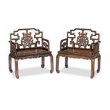 A pair of hongmu and huali armchairs 19th century (2)