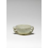 A rare pale green and russet jade chilong-handled cup Ming Dynasty (2)