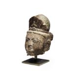 A rare marble painted-lacquered head of a Bodhisattva Probably Yuan Dynasty (2)