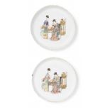 A pair of famille rose 'ladies' dishes Yongzheng (2)