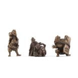 Three wood okimono netsuke Edo period (1615-1868) or Meiji era (1868-1912), late 19th/early 20th...