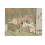 One by Suzuki Harunobu (1725-1770) and one attributed to Isoda Koryusai (1735-1790) Edo period (1...