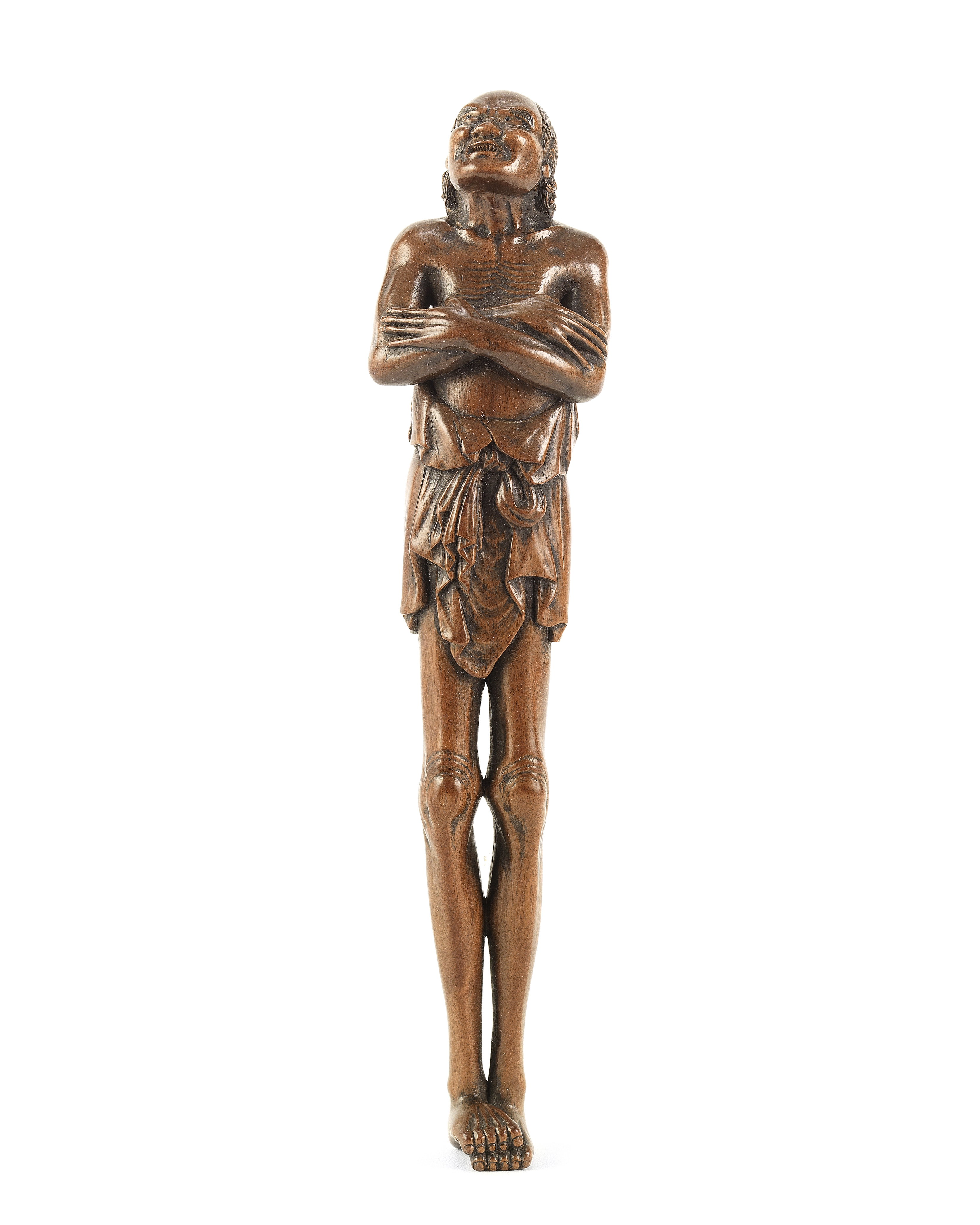 A Tall wood sashi netsuke of Ashinaga By Masanao of Ise, Yamada, Edo period (1615-1868) or Meiji ...