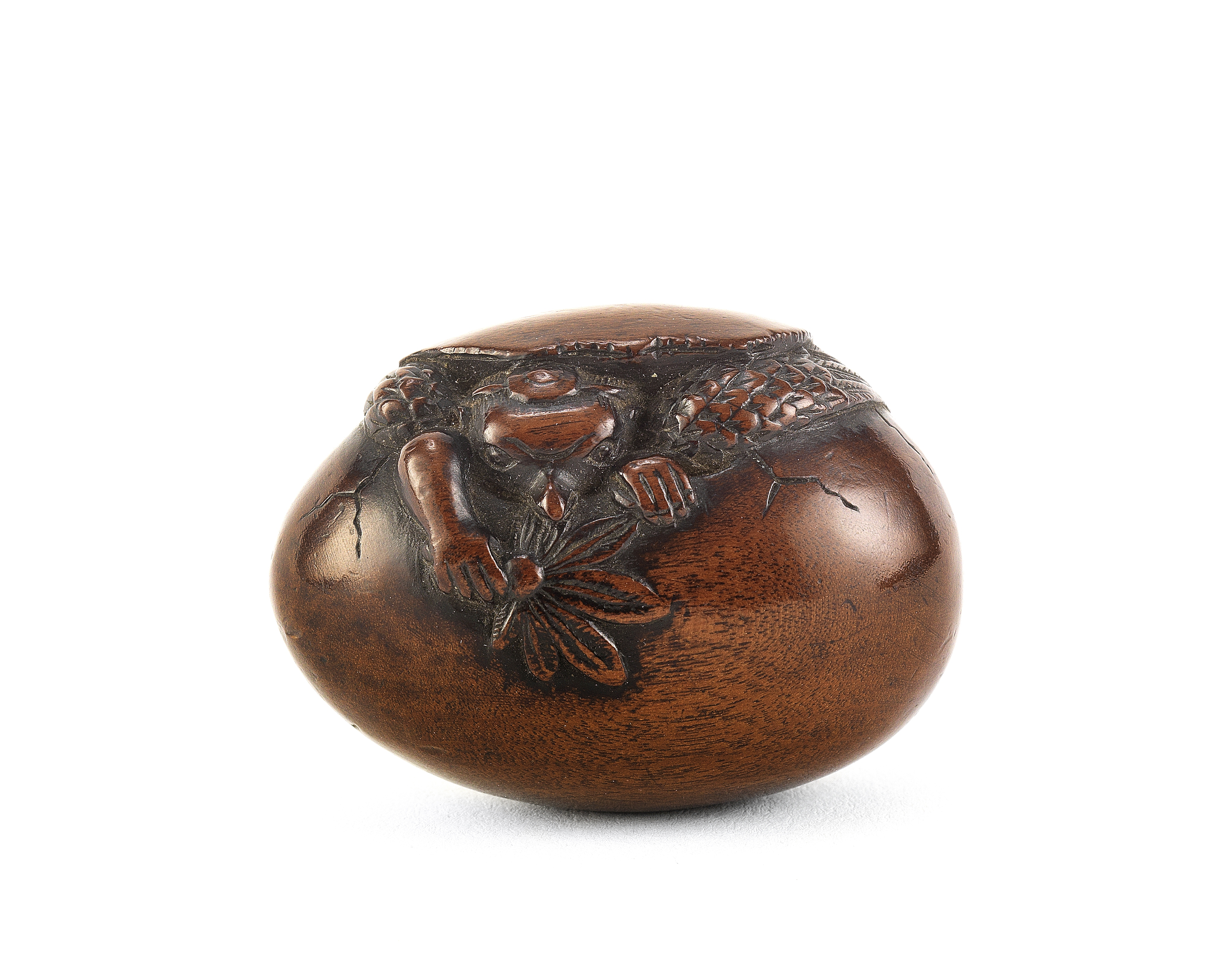 A boxwood netsuke of tengu no tamago (hatching tengu) Edo period (1615-1868), late 18th/early 19t...