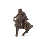 A wood okimono of a samurai on horseback Edo period (1615-1868) or Meiji era (1868-1912), late 19...