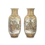 A pair of massive Satsuma baluster vases Meiji era (1868-1912), late 19th/early 20th century (4)