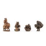 Four wood various figure netsuke Edo period (1615-1868), late 18th/early 19th century (4)