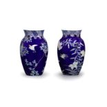 A pair of enamelled porcelain baluster vases Painted by Ogawa for the Takifuji Company of Yokoha...