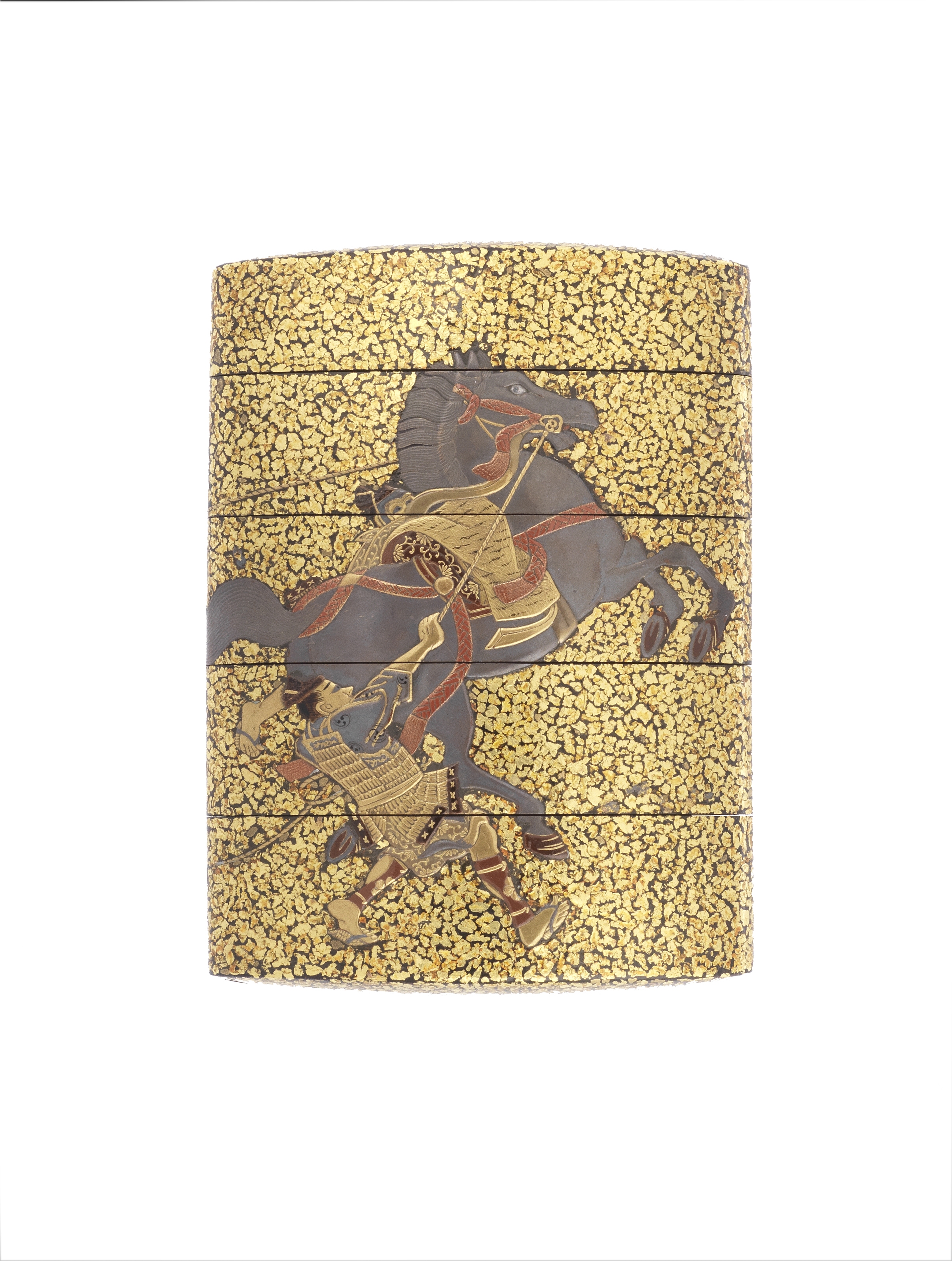 A gold lacquer four-case inro By the Kajikawa family, Edo period (1615-1868) or Meiji era (1868-1...