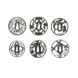 Nine iron sukashi (openwork) tsuba (sword guards) Momoyama (1573-1615) and Edo (1615-1868) period...