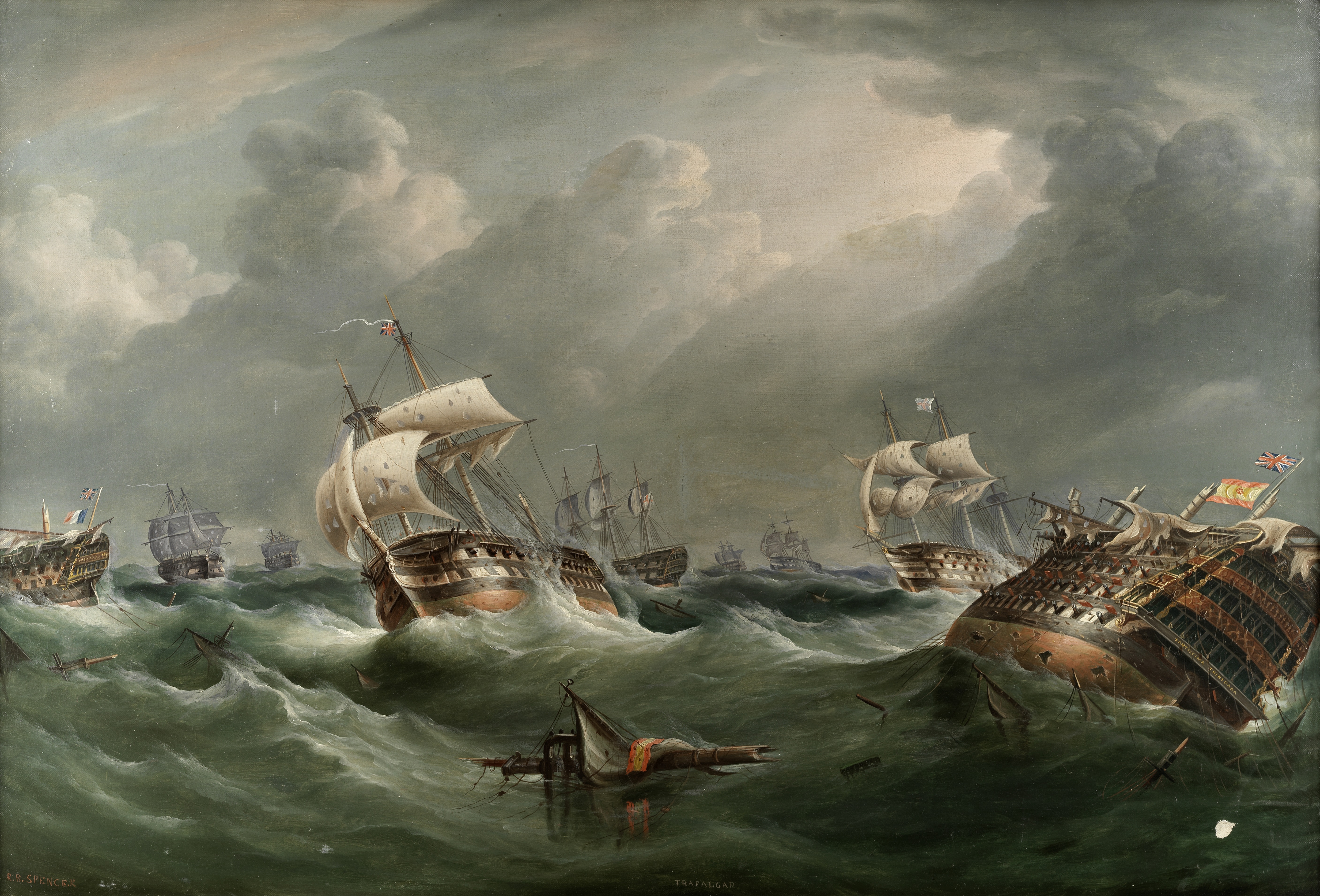 Richard Barnett Spencer (British, active 1840-1874) The storm after the Battle of Trafalgar, 21st...