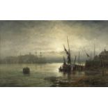 William Thornley (British, Active 1857-1898) 'Moonlight - Mouth of the Medway'; and A coastal sce...