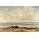 James Webb (British, 1825-1895) 'A bit on the coast near Netley'