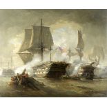 Hendrik Frans (Henri) Schaefels (Belgian, 1827-1904) In the heat of a furious naval engagement