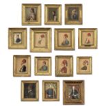 Italian School (19th century) 14 Portraits of Heroes of the Greek War of Independence, 1821