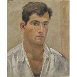 Yiannis Tsarouchis (Greek, 1910-1989) Portrait of a Young Man 47 x 38 cm. (Painted in 1966.)