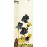 Thanos Tsingos (Greek, 1914-1965) Flowers in white background 47 x 19 cm.