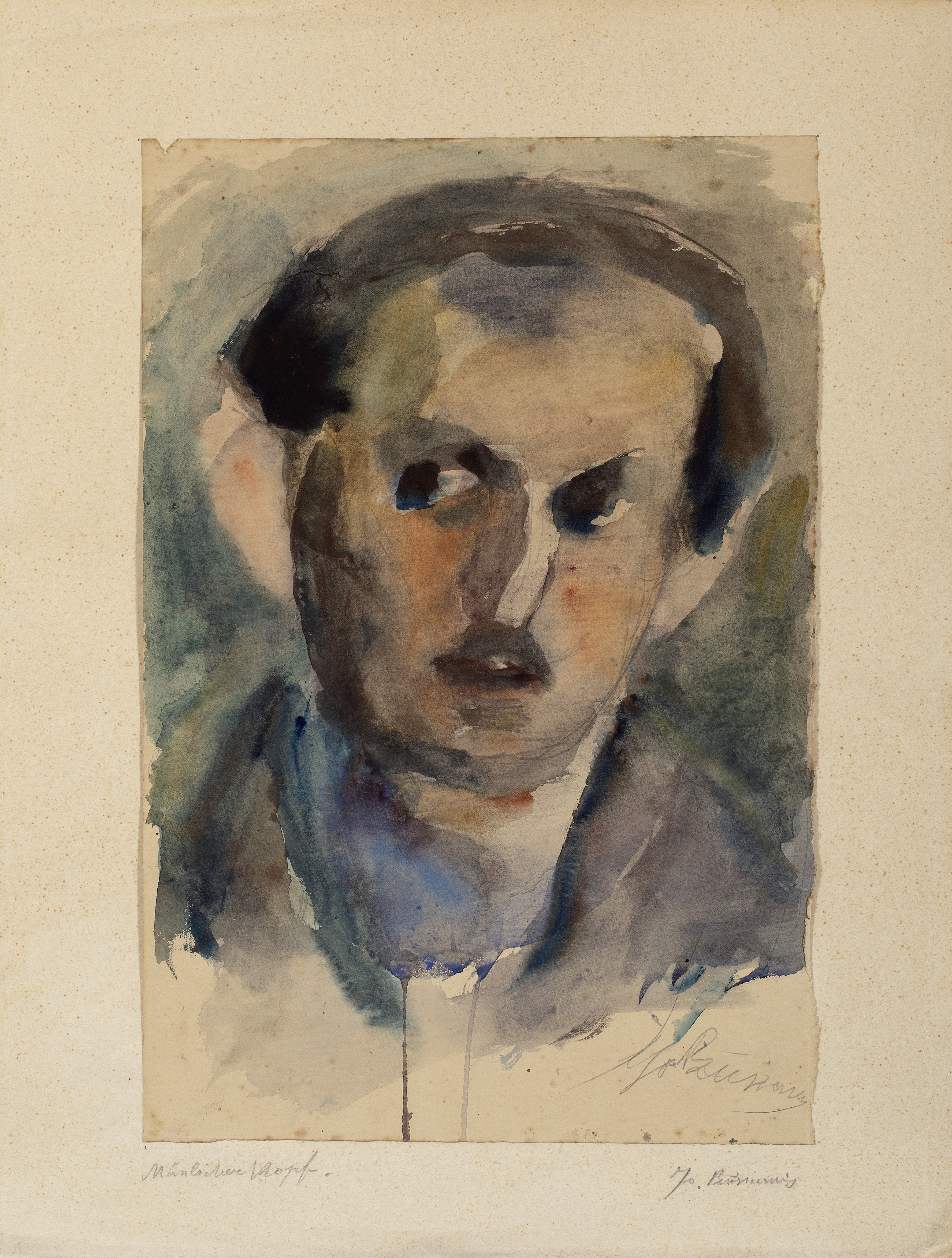 Georgios Bouzianis (Greek, 1885-1959) Mänlicher Kopf 44 x 30 cm.