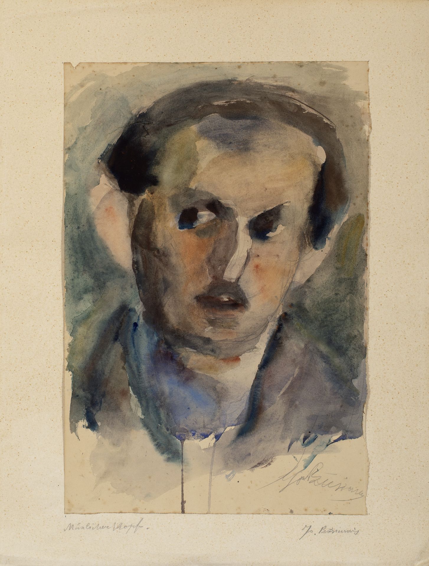 Georgios Bouzianis (Greek, 1885-1959) Mänlicher Kopf 44 x 30 cm.