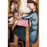 Diamantis Diamantopoulos (Greek, 1914-1995) Girl at the loom 150 x 99.5 cm. (Painted c. 1949-1978.)