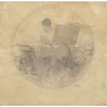 Nikolaos Gyzis (Greek, 1842-1901) Allegory of painting 18cm diameter (dimensions of paper 33.5 x...