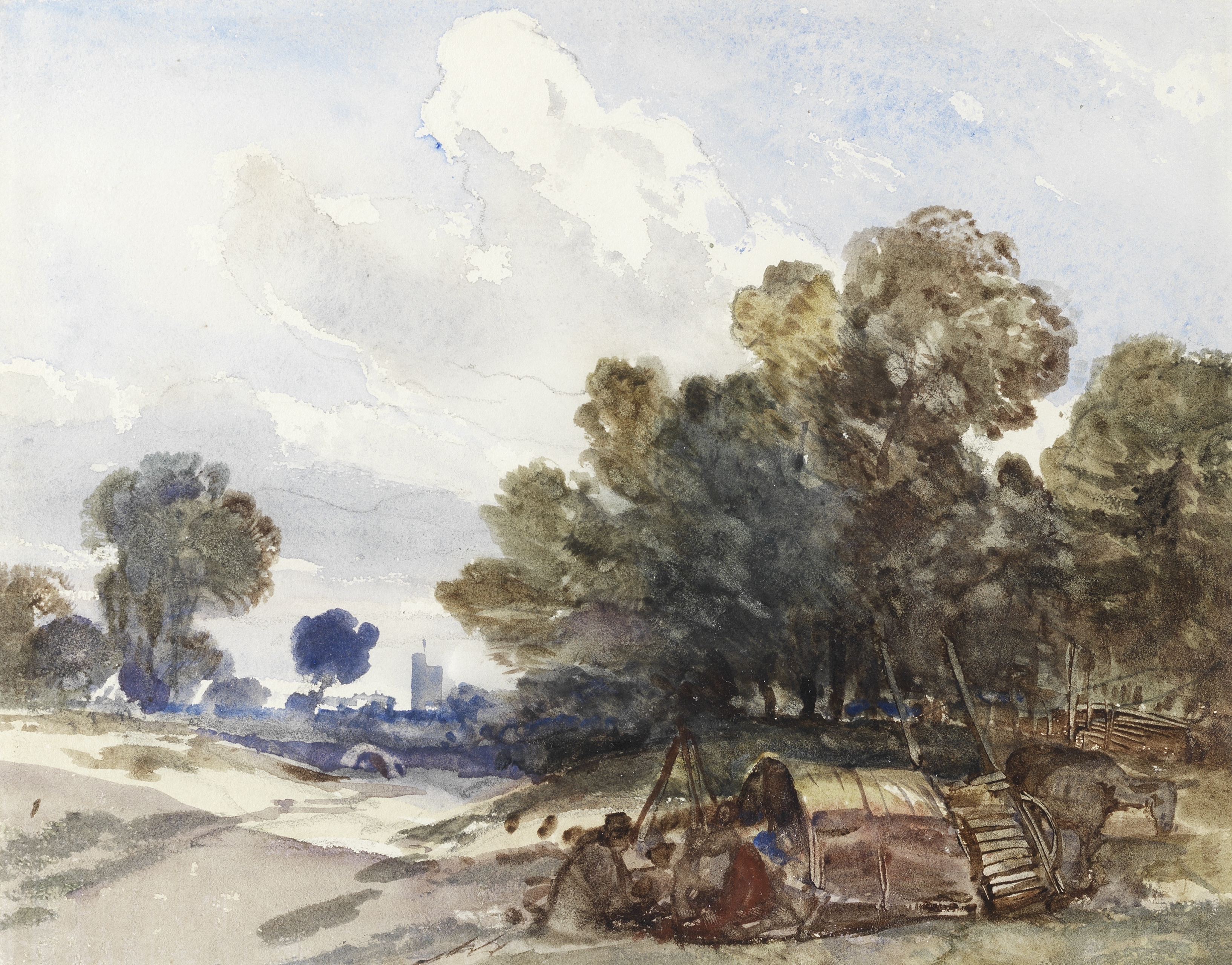 William James Müller (British, 1812-1845) Gypsy encampment near Gillingham