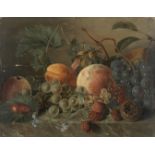 Adriana van Ravenswaay (Dutch, 1816-1872) Still life of fruit on a marble ledge