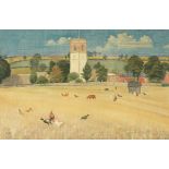 Joseph Edward Southall, RWS, NEAC, RBSA (British, 1861-1944) Rural village scene