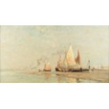 Edward Aubrey Hunt (American, 1855-1922) Sailing vessels near Venice