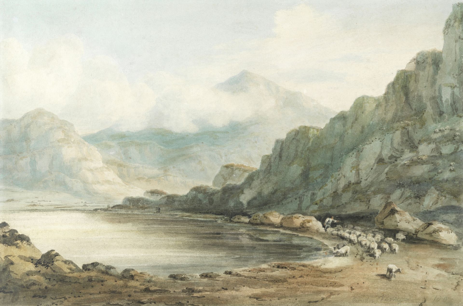 John Varley OWS (London 1778-1842) Snowdon from Llyn Dinas