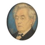 Joseph Edward Southall, RWS, NEAC, RBSA (British, 1861-1944) Portrait miniature of a Harlock fami...