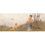 Margaret Tarrant (British, 1888-1959) Pan playing to children and woodland creatures; a pair each...