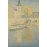 Joseph Edward Southall, RWS, NEAC, RBSA (British, 1861-1944) The Seine at Pont St. Michel, Paris