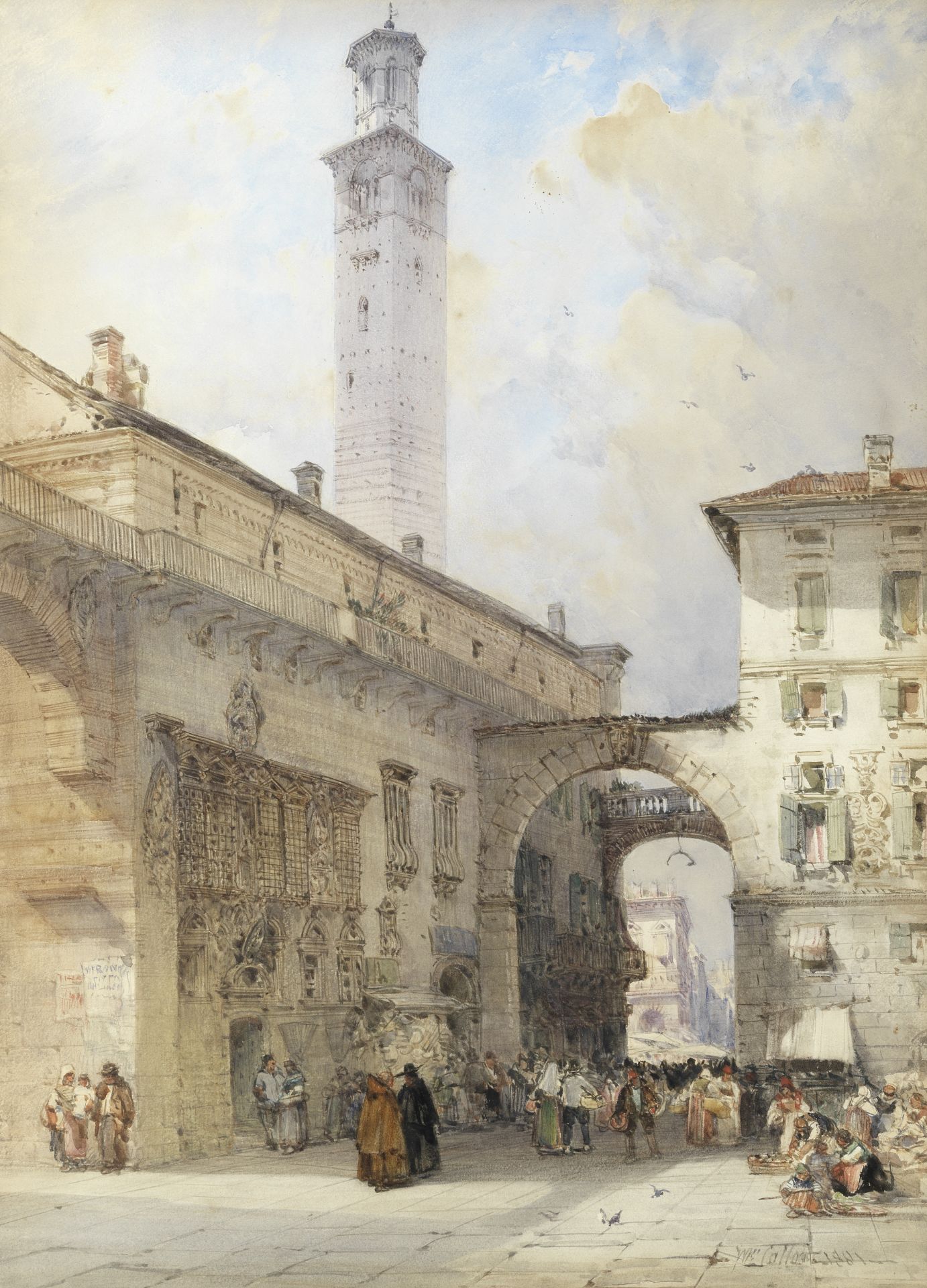 William Callow, RWS (British, 1812-1908) Piazza dei Signori, Verona