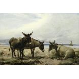 Thomas Sidney Cooper, RA (British, 1803-1902) Three donkeys on a beach