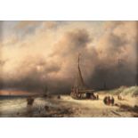 Charles Henri Joseph Leickert (Dutch, 1816-1907) A view along the riverbank; Bringing in the catc...