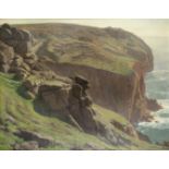 Harold Knight, RA, ROI, RP (British, 1874-1961) Clifftop view near Sennen, Cornwall